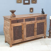 French Colonial Hand Carved Solid Wood Sideboard Brown 150x50x90cm